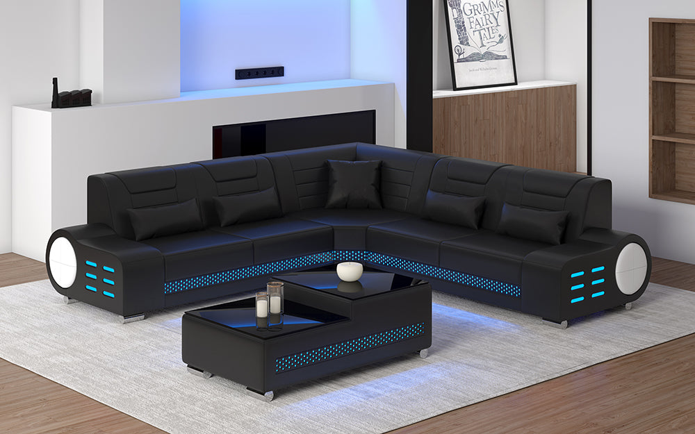 Elliot Small Modern Leather Sectional