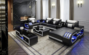 Omont Modern Leather Sectional with Console