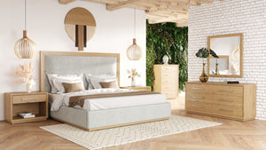 Cara Domus Santa Barbara - Modern Grey Fabric + Natural Bedroom Set