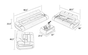 Catina Modern Leather Sofa Set with LED Light