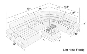 Catina Leather Curve Shape Sectional