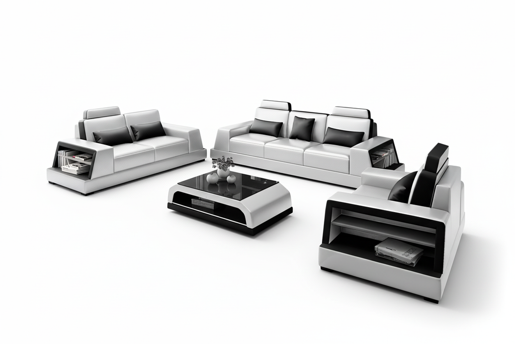 Civia Leather Sofa Set with Side Storage