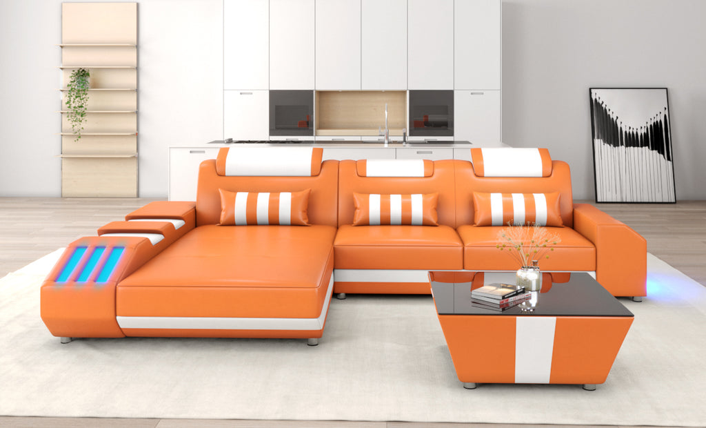 Cosmo Compact LED Sectional - Small Space Party Couch with Mood Lighting