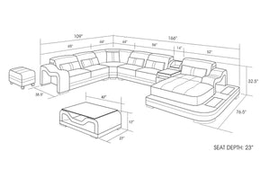 Sydney Beige Large Italian Leather Sectional with Side Table