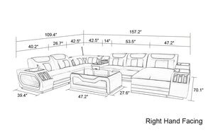 Omont Large Modern Leather Sectional with Console | Futuristic Furniture