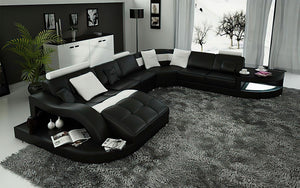 Navasota Large Leather Sectional with Shape Chaise