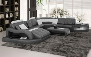 Navasota Large Leather Sectional with Shape Chaise