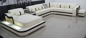 Sydney Large Italian Leather Sectional with Side Table