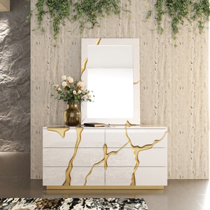 Modrest Alva - Modern Beige + White + Gold Bedroom Set