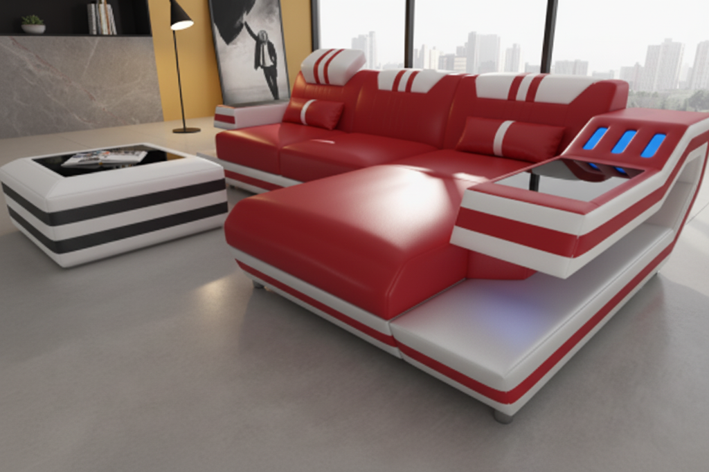Aura Compact Sectional Red Silvery Gray