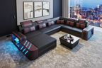 Black and purple sectional with reflection