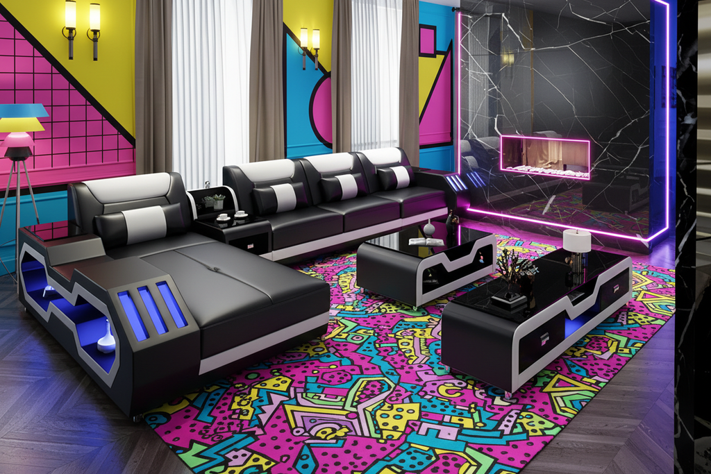 Black & White Sectional - Memphis