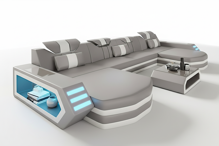 Keenan Modern U Shape Sectional with LED Lights