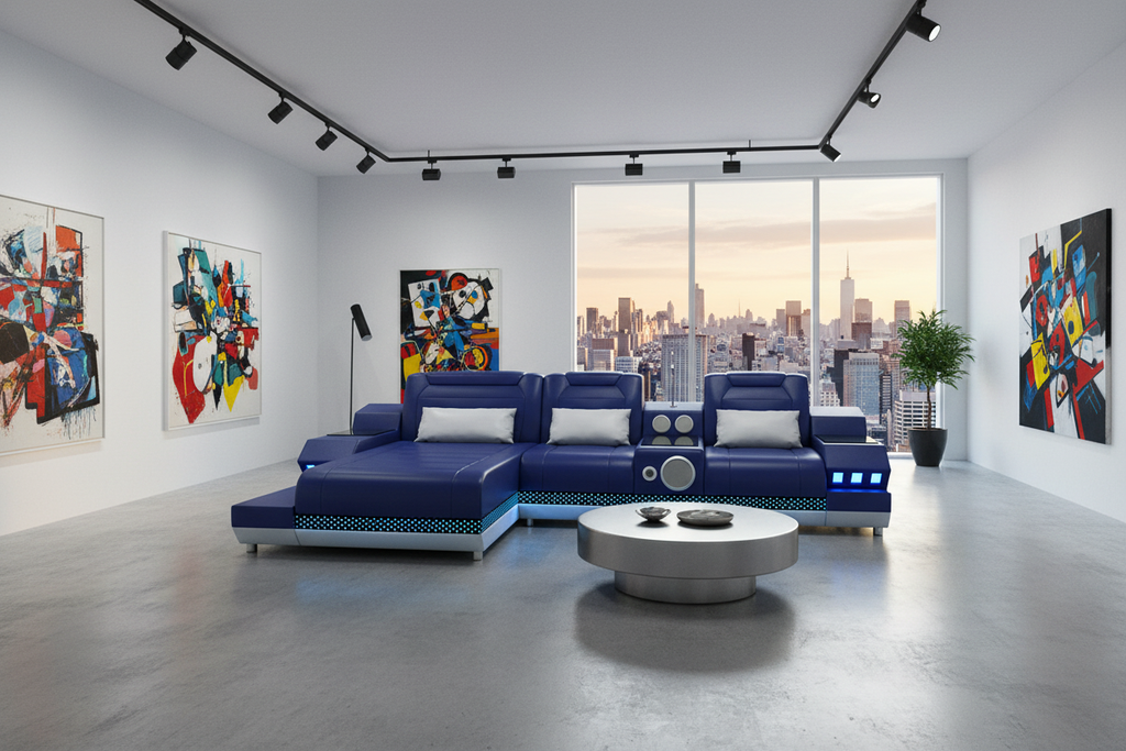 Celsius Mini Modern Leather Sectional - Art Gallery