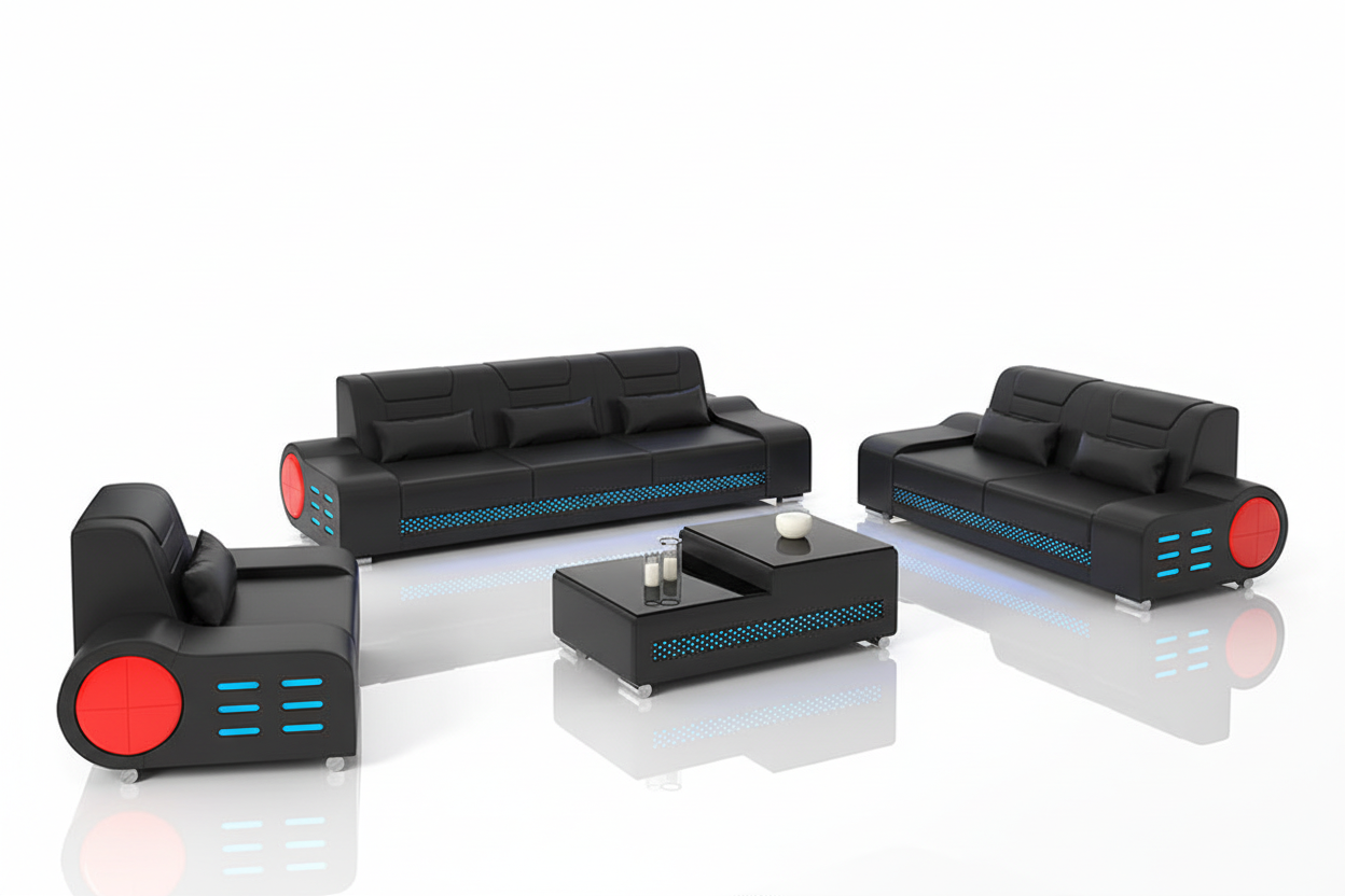 Elliot Modern Leather Sofa Set