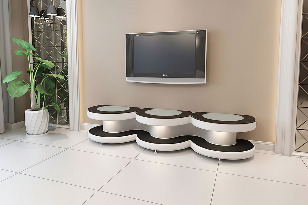 Emma TV Stand brown cream reflection