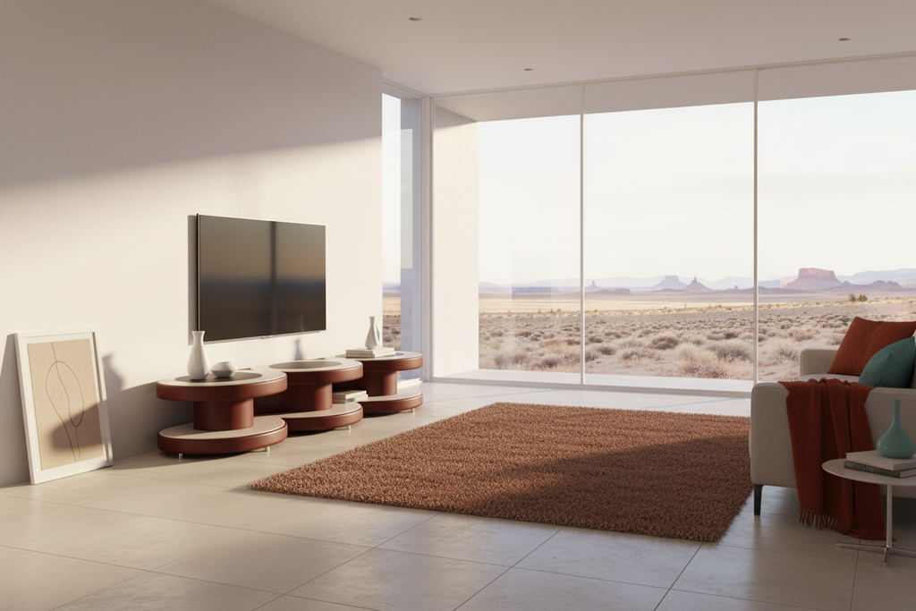 Emma TV Stand reddish brown white desert