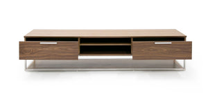 Modrest Heloise - Modern Walnut and Stainless Steel TV Stand