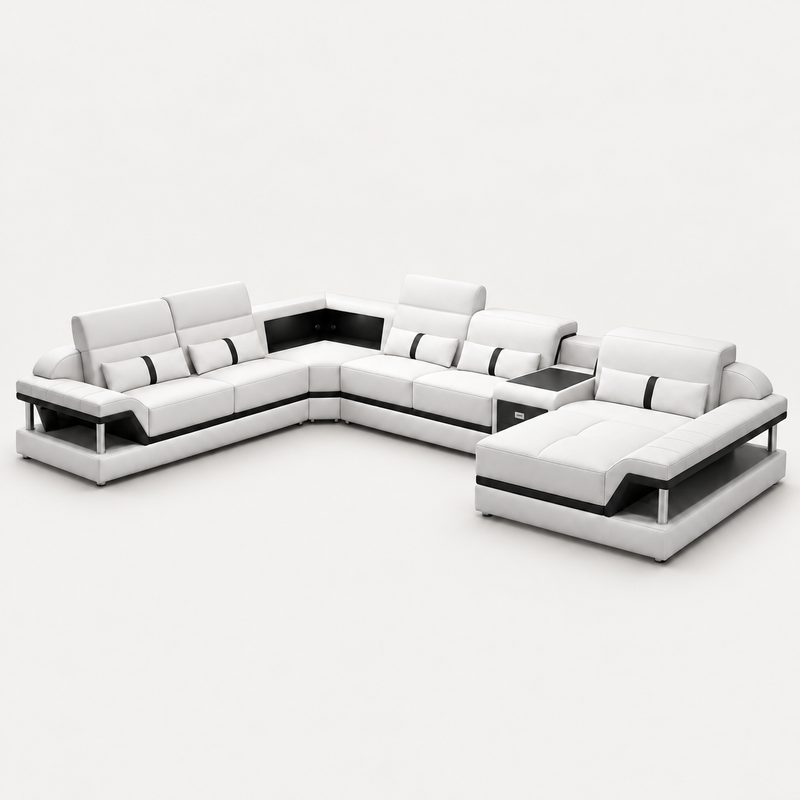 Bewley Modern Leather Sectional With Storage