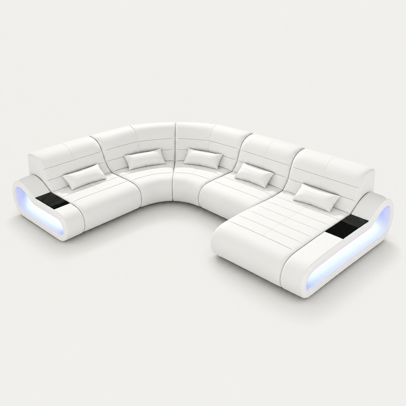 Catina Leather Curve Shape Sectional