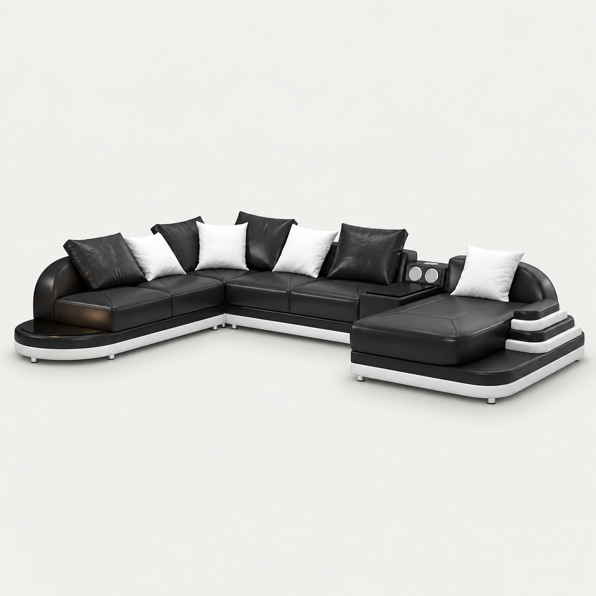 Lillian Modern Leather Sectional with Console