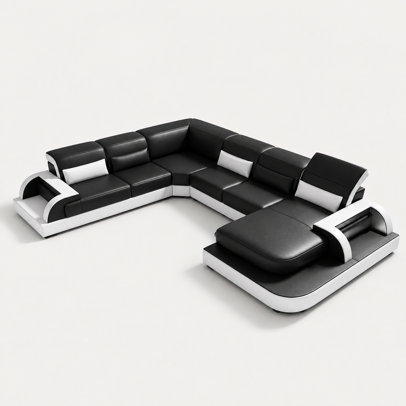 Molinaro Leather Sectional with Adjustable Headrest