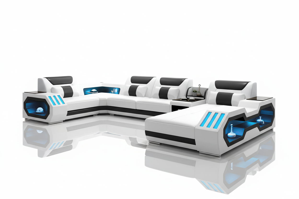 Omont Smart Sectional Sofa with Built-in Bluetooth Speaker & LED Lights | Future Living System