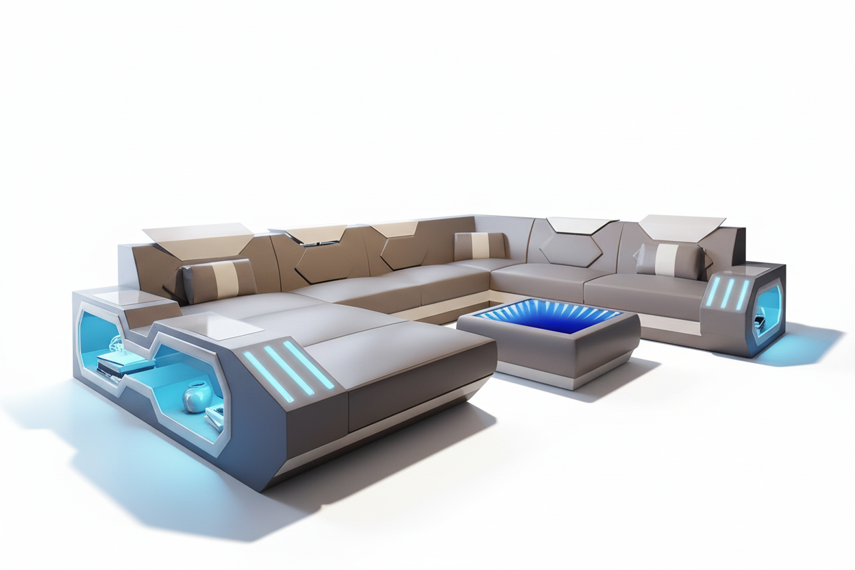 Sahara Modern Leather Sectional with LED Light