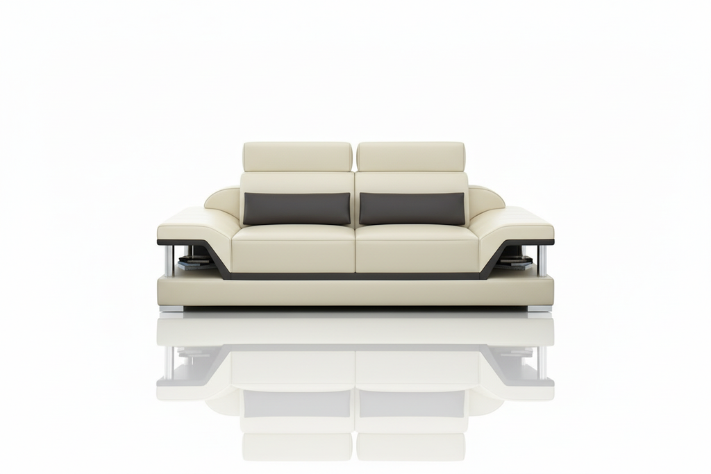 Taliya Leather Sofa Set - 2-seat loveseat with adjustable headrest and reflection