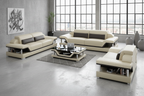 Taliya Leather Sofa Set with Adjustable Headrest - Industrial Loft