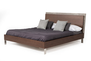 Camona Modern Dark Walnut & Faux Concrete Bedroom Set