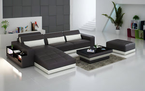 Silian Leather Sectional with Storage & LED Light