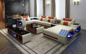 Omont Modern Leather Sectional with Console | Futuristic Furniture