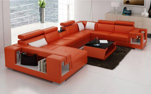 Moore Leather Sectional with Storage