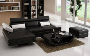 Merdell Mini Modern Leather Sectional with Chaise