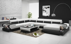 Mirak Modern U-Shape Leather Sectional