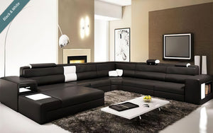 Martinelli Modern Large Leather Sectional With Storage