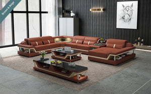 Bewley Modern Leather Sectional With Storage