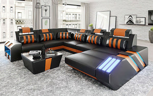 Cosmo Modern Leather Sectional with LED