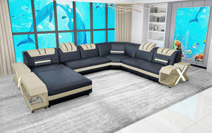 Vanessa Modern Leather U-Shape Sectional