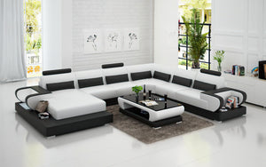 Mirak Modern U-Shape Leather Sectional