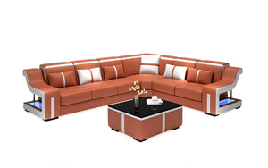 Lisa Leather Corner Sectional with LED Light