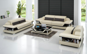 Taliya Leather Sofa Set with Adjustable Headrest