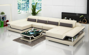 Taliya Small Modern U-Shape Leather Sectional