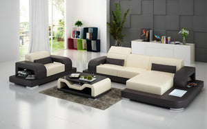 Gara Mini Modern Leather Sectional with Chaise