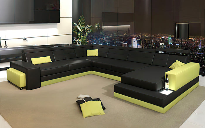 Carsa Modern Leather Sectional with Chaise