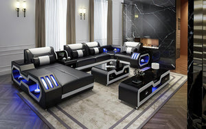 Omont Modern Leather Sectional with Console | Futuristic Furniture