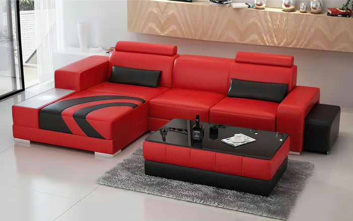 Trista Modern Leather Sectional with LED Light