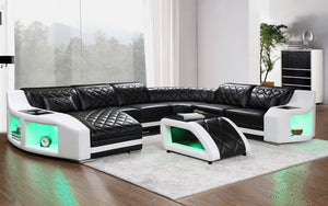 Saturn Modern Leather Sectional with Shaped Chaise