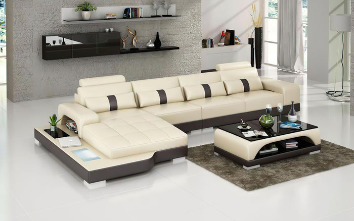 Kendrick Leather Sectional with Adjustable Headrest